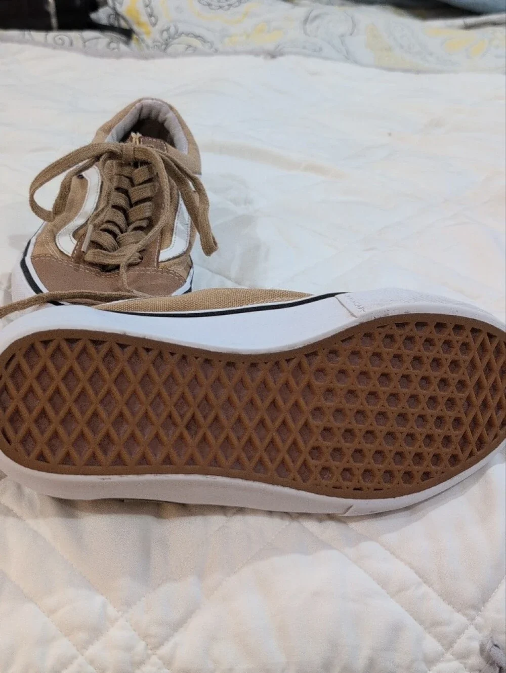 Vans Tan Old Skool Low-Top Sneakers with White Sidestripe